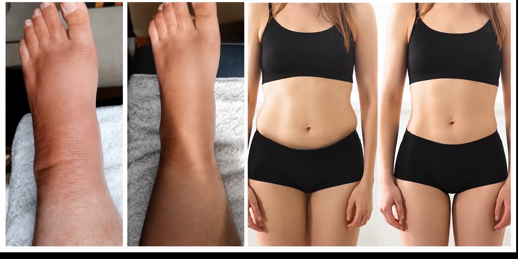 Vorher und nachher, Lymphdrainage mit Pressotherapie